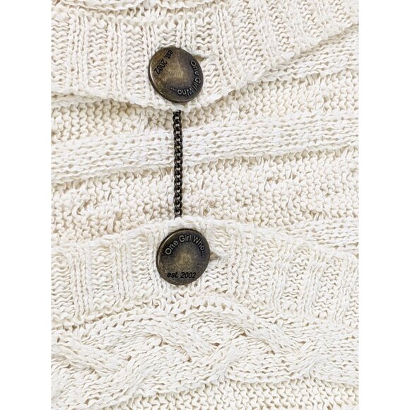 Anthropologie One Girl Who Wisdom Long Knit Cardigan Sweater One Size Cream - Picture 7 of 13
